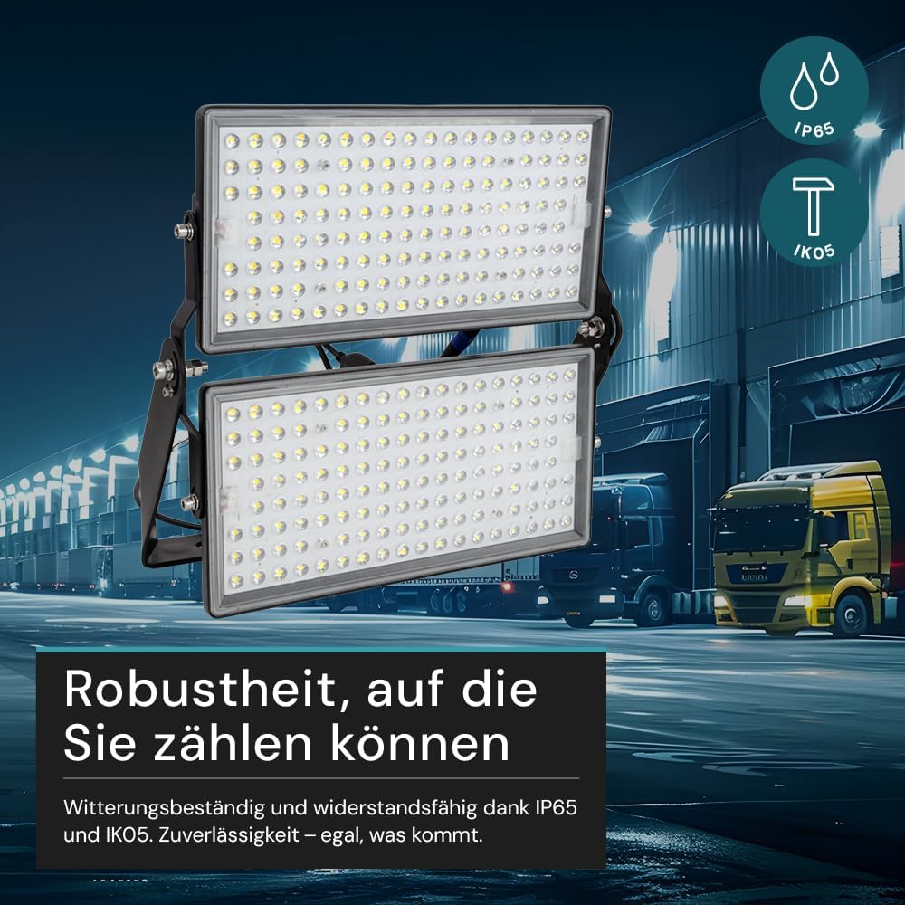 LUXULA LED Strahler Außen 500W 4000K Neutralweiß - 67.500lm extrem hell - IP65 Aussenbeleuchtung Wand Baustrahler Flutlicht für Baustelle, Sportplatz, Industrie, Gewerbe