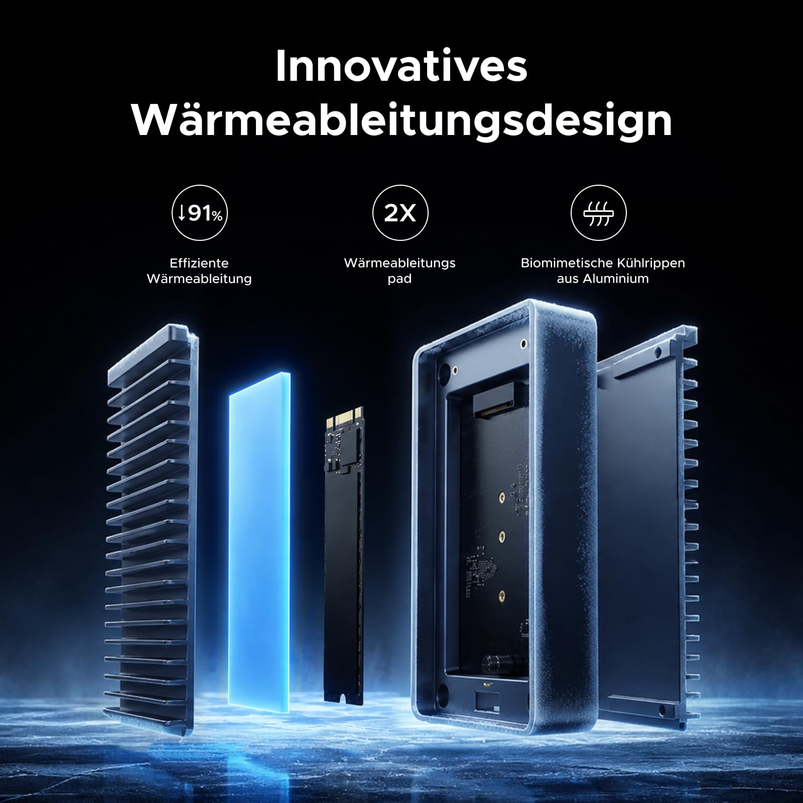 80Gbps M.2 NVMe SSD Gehäuse mit USB-C, kompatibel mit Thunderbolt 5/4 und USB4, bis zu 7000 MB/s
