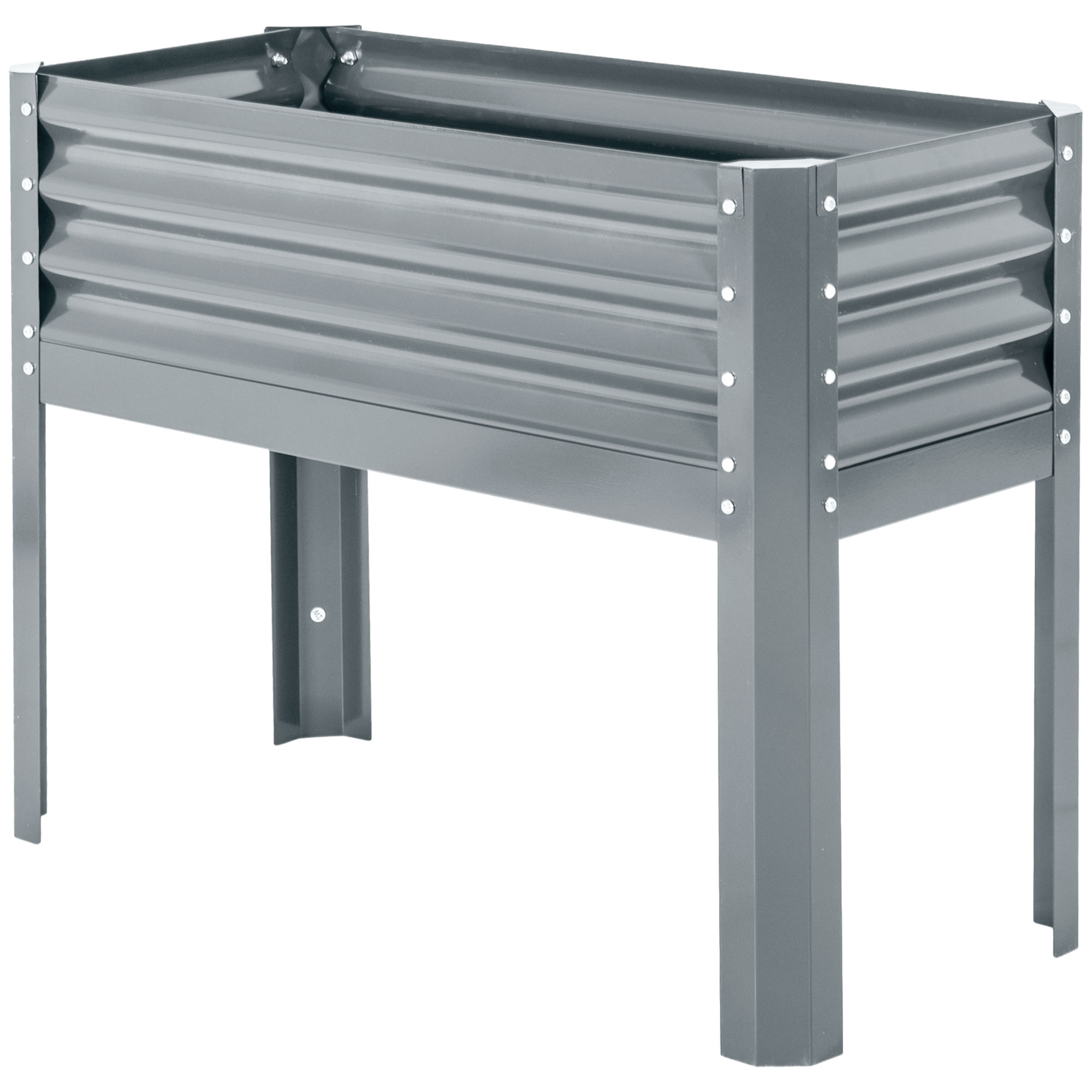 Outsunny Hochbeet Pflanzenbeet Pflanzkasten, wetterbeständig, 100 cm x 45 cm x 80 cm, Silber
