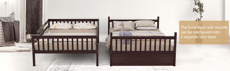 Eletriclife Full over Full Bunk Bed Platform Wood Bed
