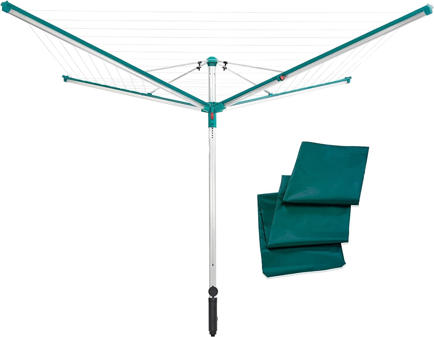 Leifheit Wäschespinne Linomatic 600 Deluxe Wäscheschirm mit 60 m Leinenlänge ideal für Garten und Balkon