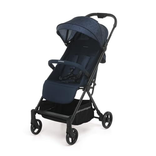 Foppapedretti Passeggino Compatto Voilà, per bambini 0 22 Kg (0 4 anni), Chiusura ad 1 mano, Self Standing, Schienabile Regolabile, Trasportabile, Porta Oggetti, Telaio in Alluminio, Marina : Prima infanzia