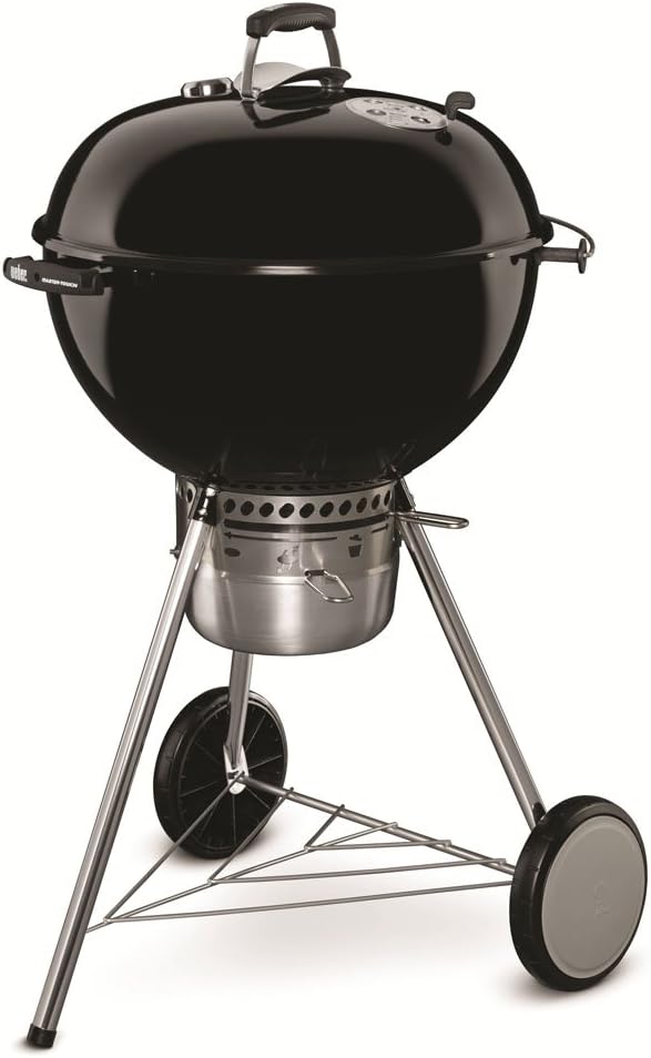 Weber Master-Touch Charcoal Grill  22-Inch  Black – Premium Outdoor BBQ Grill with Tuck-Away Lid Holder & One‑Touch™ Cleaning System  Porcelain‑Enameled Kettle