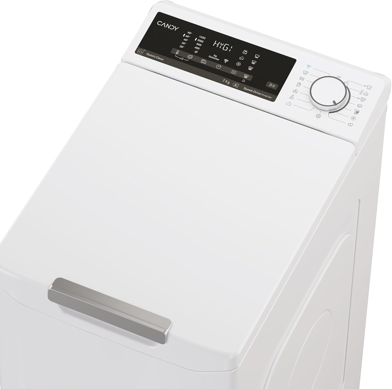 Candy Toplader Waschmaschine TCA474TM5-S 7 kg I 1400 U/min Schleuderdrehzahl I Nachlegefunktion I Smarte Bedienung mit Wi-Fi und Bluetooth I 17 Programme I Mix Power System I Weiß