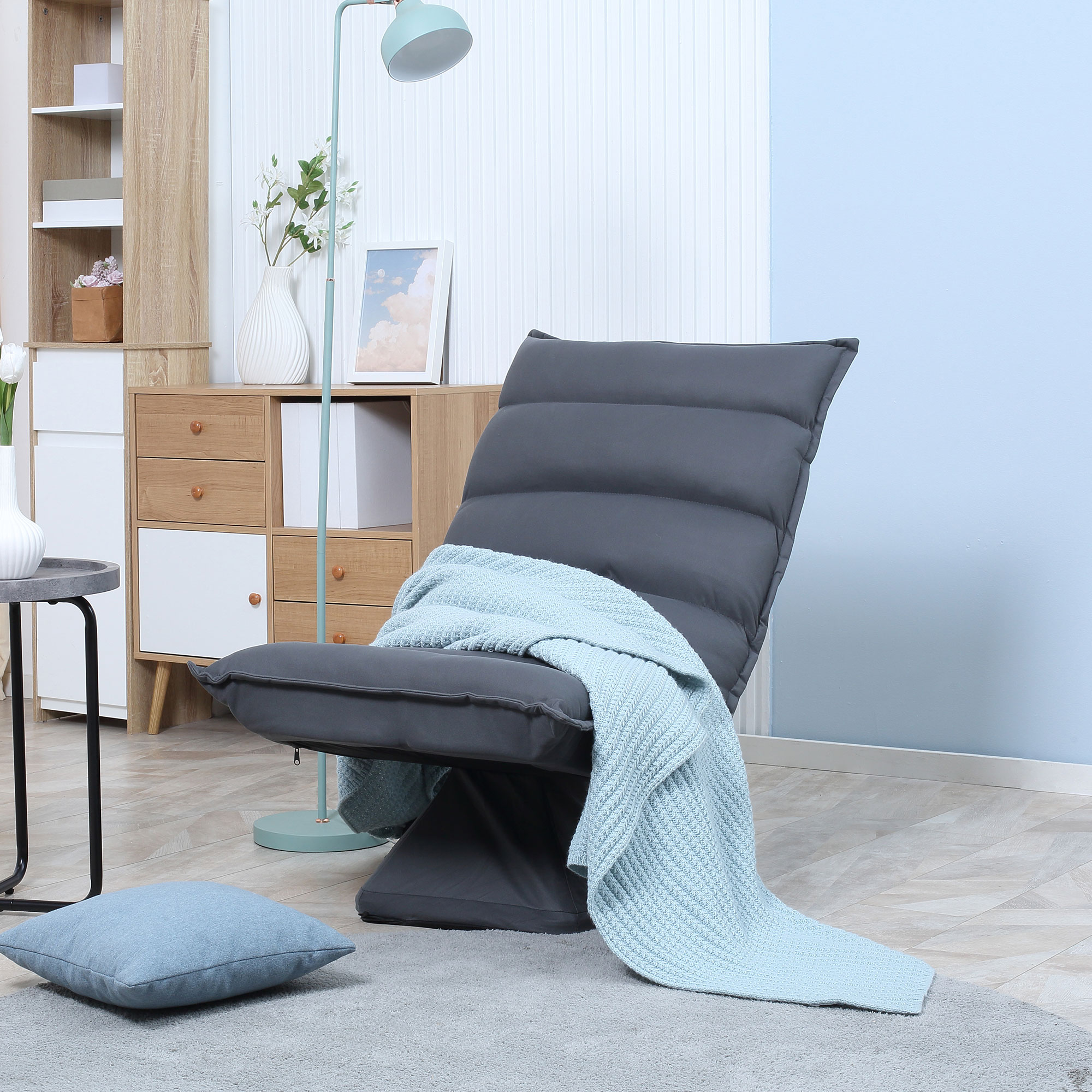 HOMCOM Sessel, drehbarer Sitz, neigbare Rücklehne, weiche Polsterung, atmungsaktiver Bezug, Dunkelgrau, 62 x 70 x 95cm