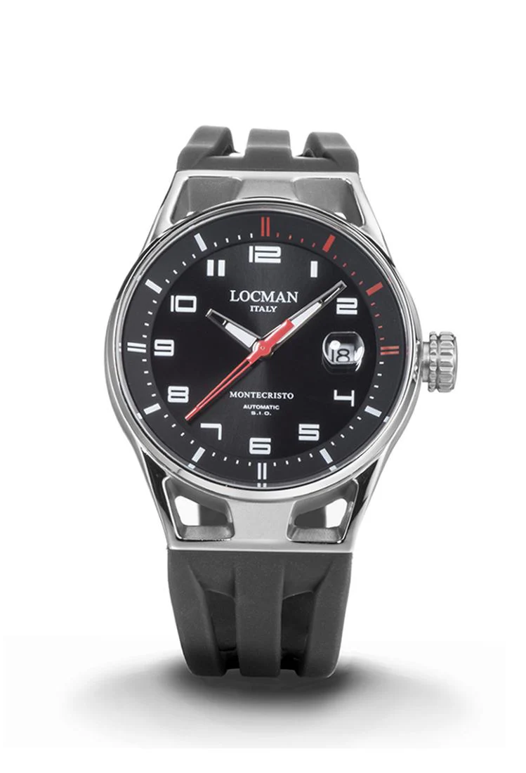 Locman Montecristo automatico nero dettagli rossi in silicone 0541A01S-00BKRDSK