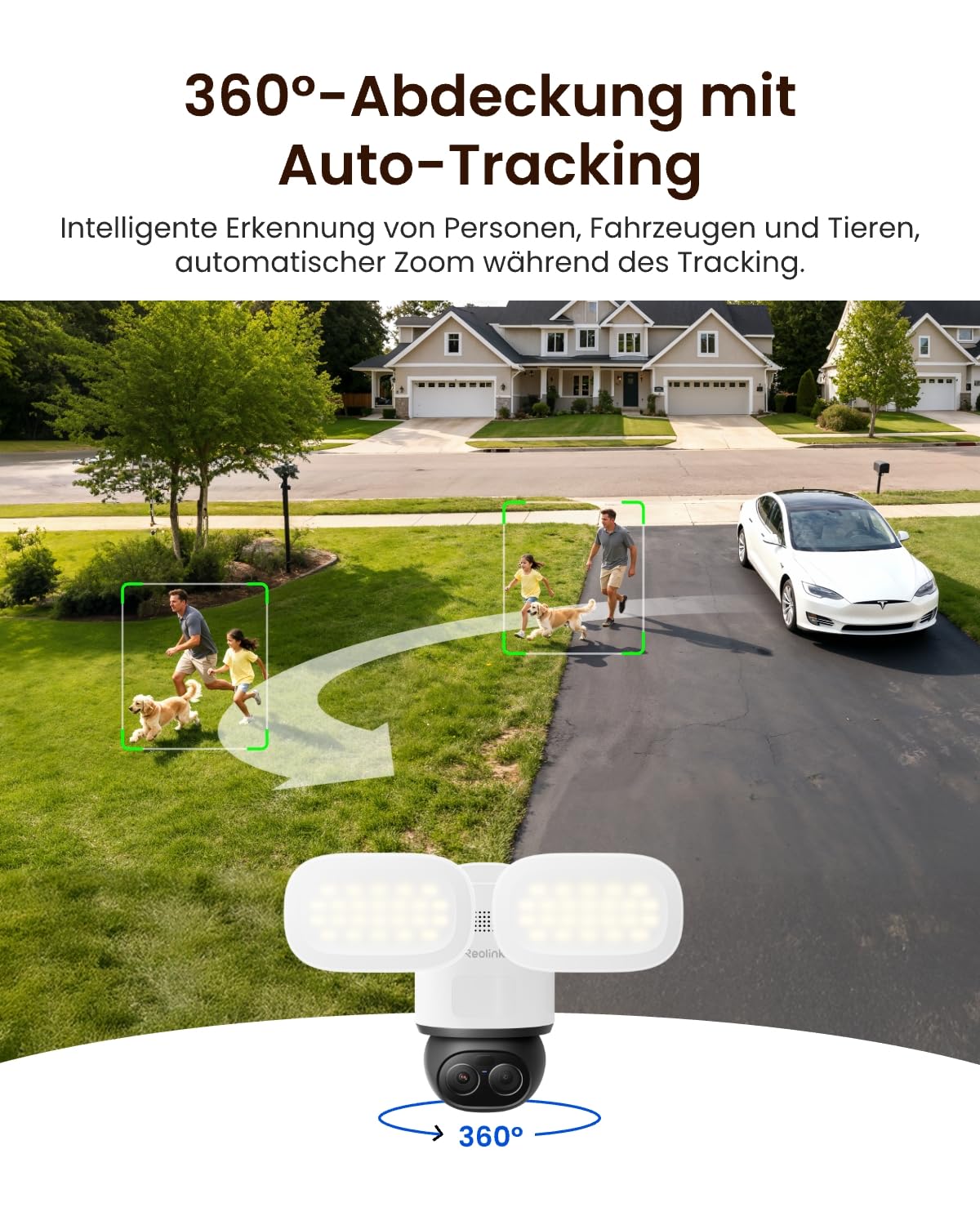 4K PTZ Überwachungskamera außen TrackFlex Floodlight WiFi mit Wi-Fi 6 6x Hybridzoom 3000 Lumen Auto-Tracking und KI-Erkennung