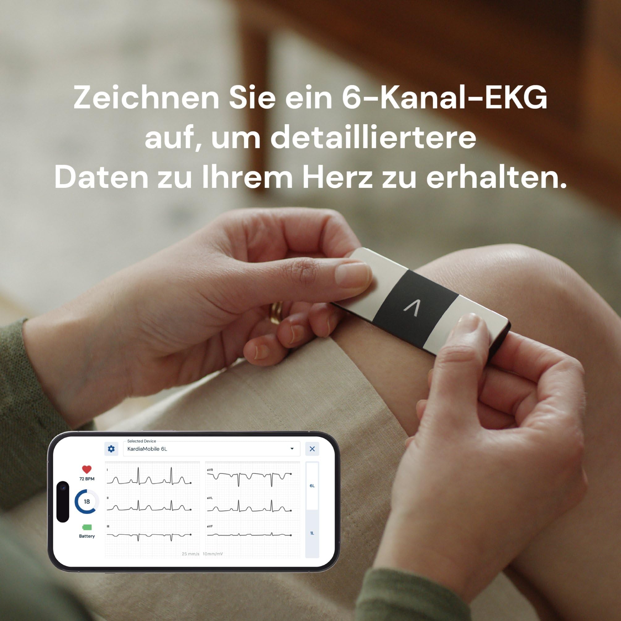AliveCor KardiaMobile 6 Kanal EKG Herzfrequenzmonitor sechs Herzansichten erkennt Vorhofflimmern schnelle Ergebnisse