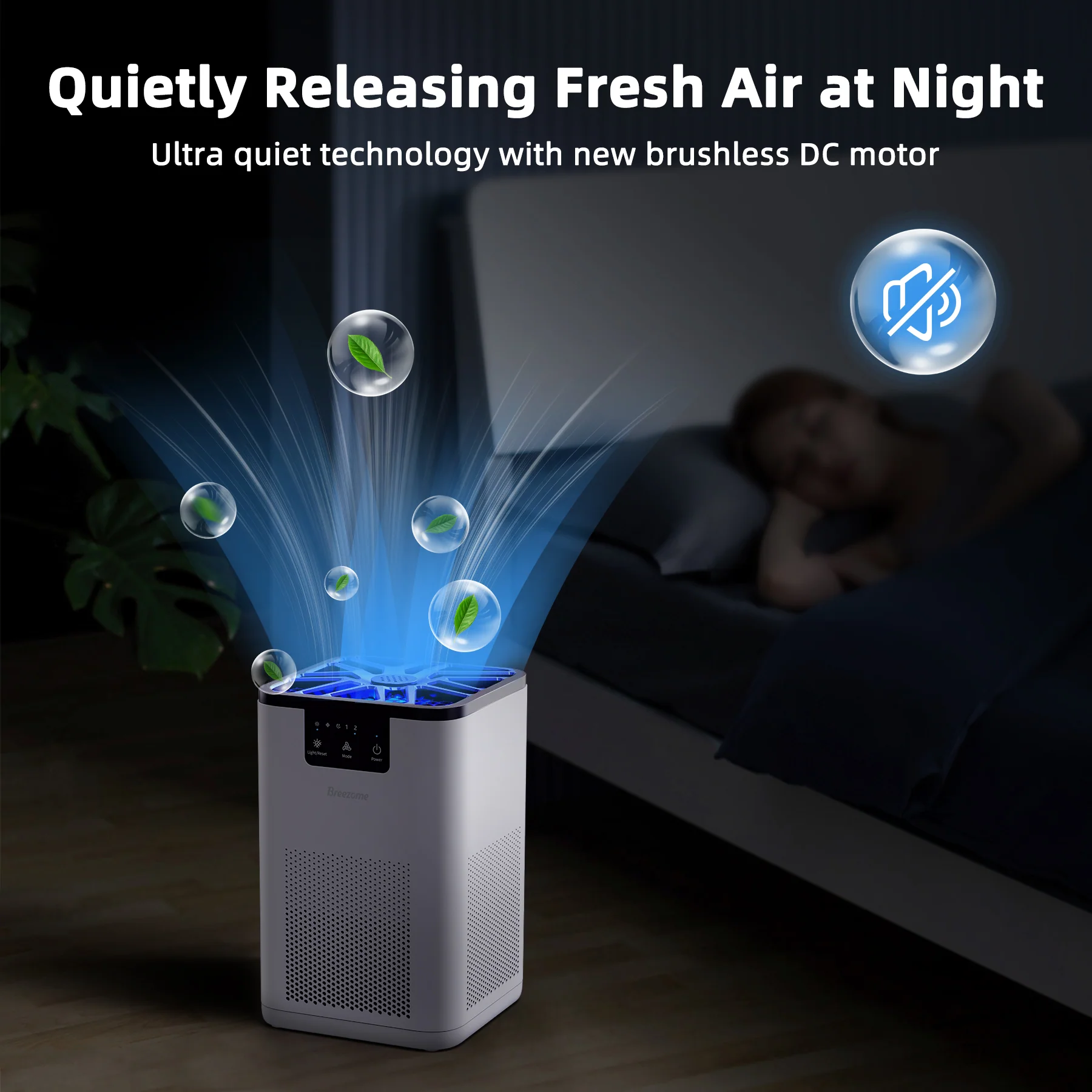 Purificatore d’Aria BREEZOME con Filtro True HEPA H13, Rimuove il 99,9% di Fumo e Polvere per Ambienti fino a 28 m² (300 piedi quadrati)