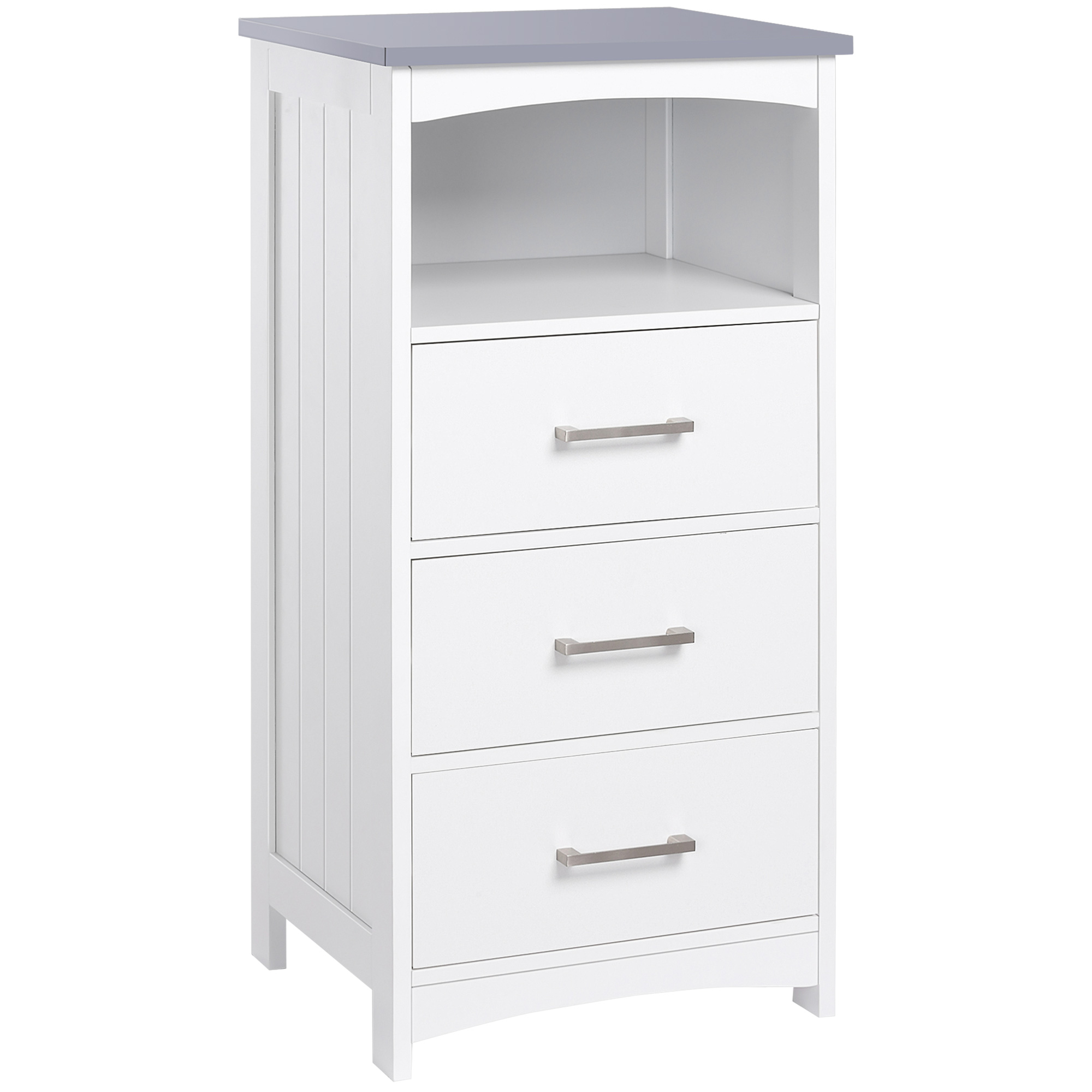 kleankin Badezimmerschrank Freistehender Badkommode Bademöbel Badschrank Schrank mit Schublade Weiß+Grau 40 x 33 x 80 cm
