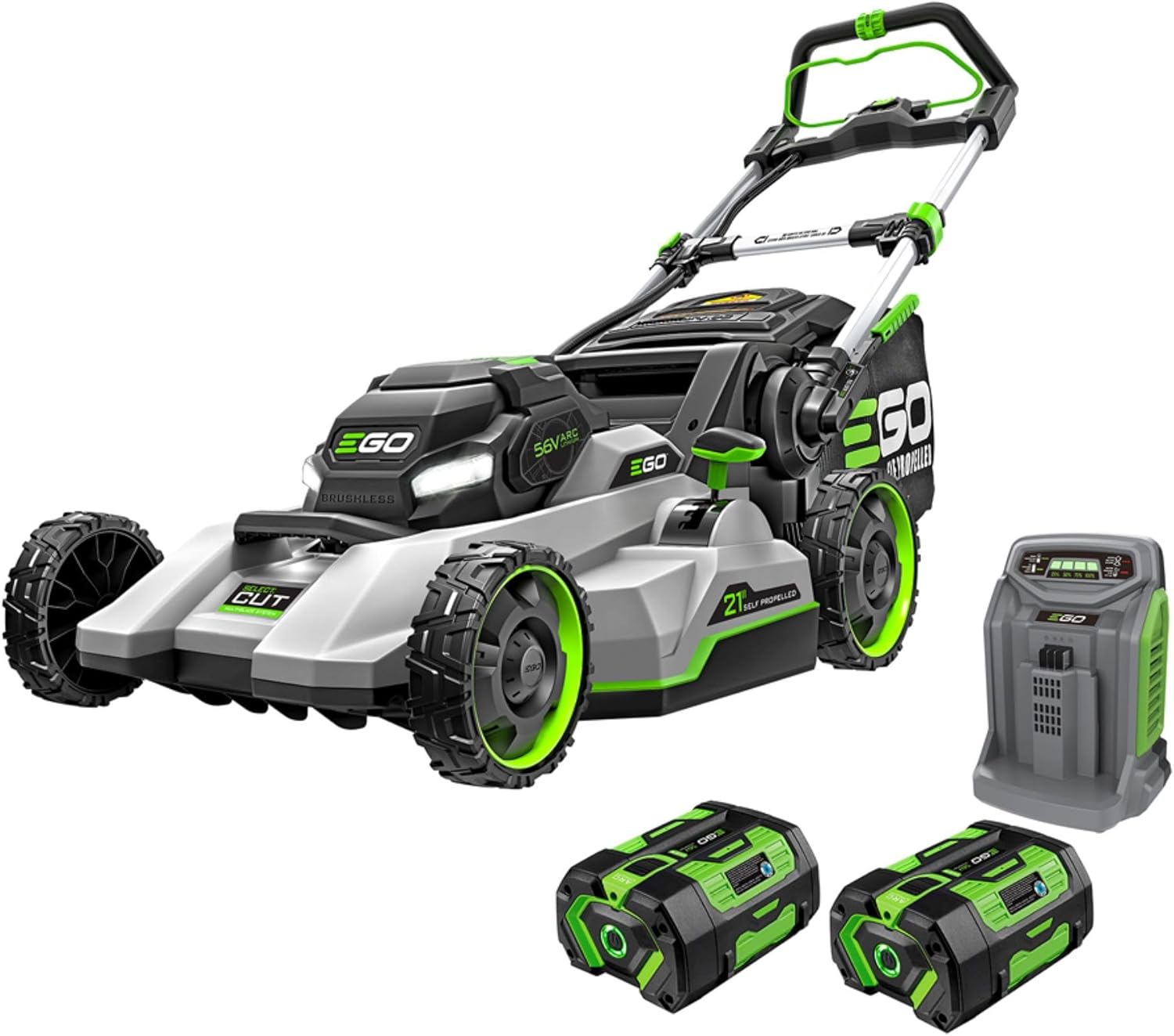 EGO POWER+ Electric Lawn Mower  Self-Propelled Cordless with Select Cut and Touch Drive  Includes (2) 56V 6.0Ah Batteries and Rapid Charger - LM2134SP-2