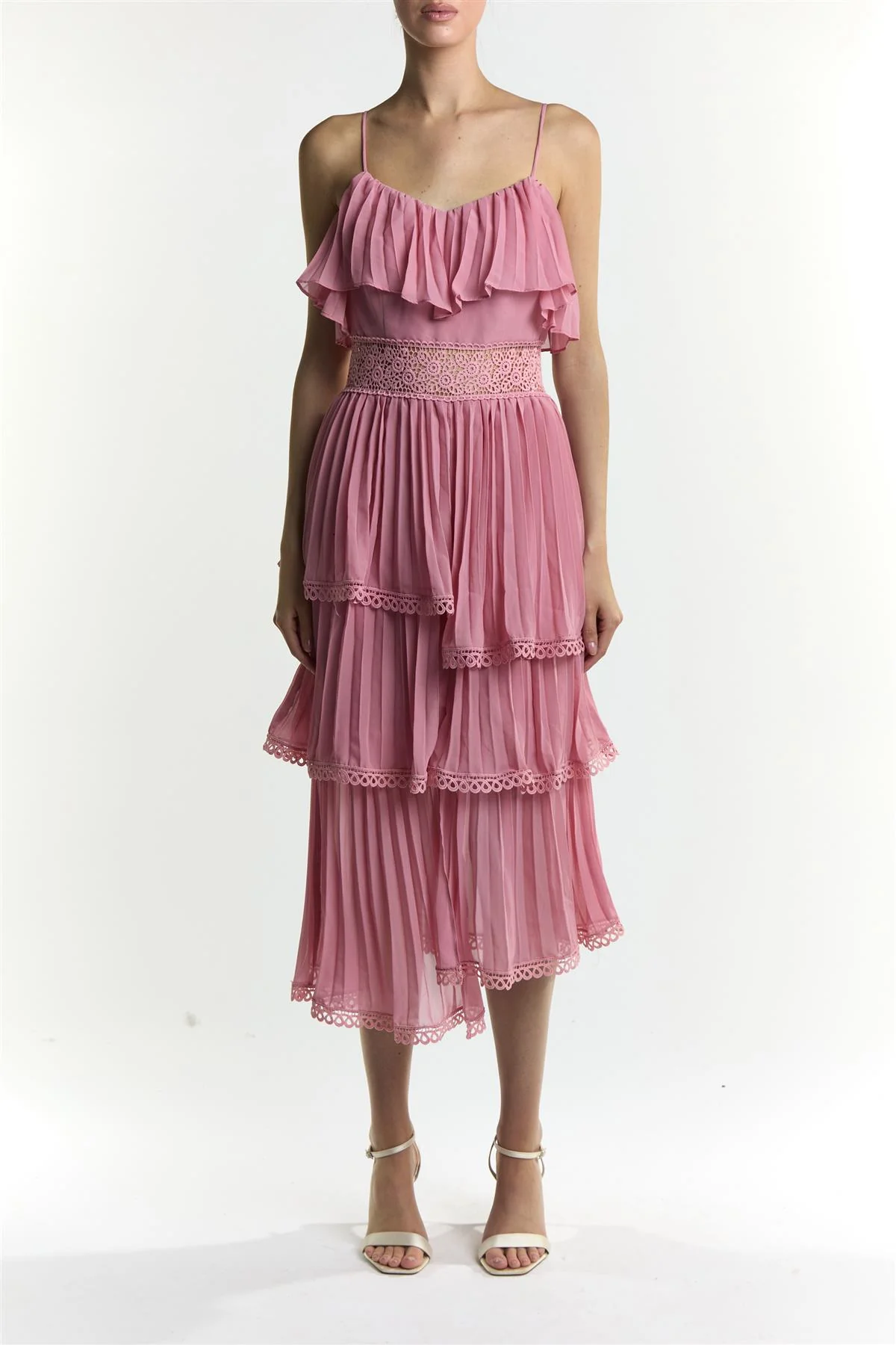 Marie Rose Pink Frill Midaxi Dress