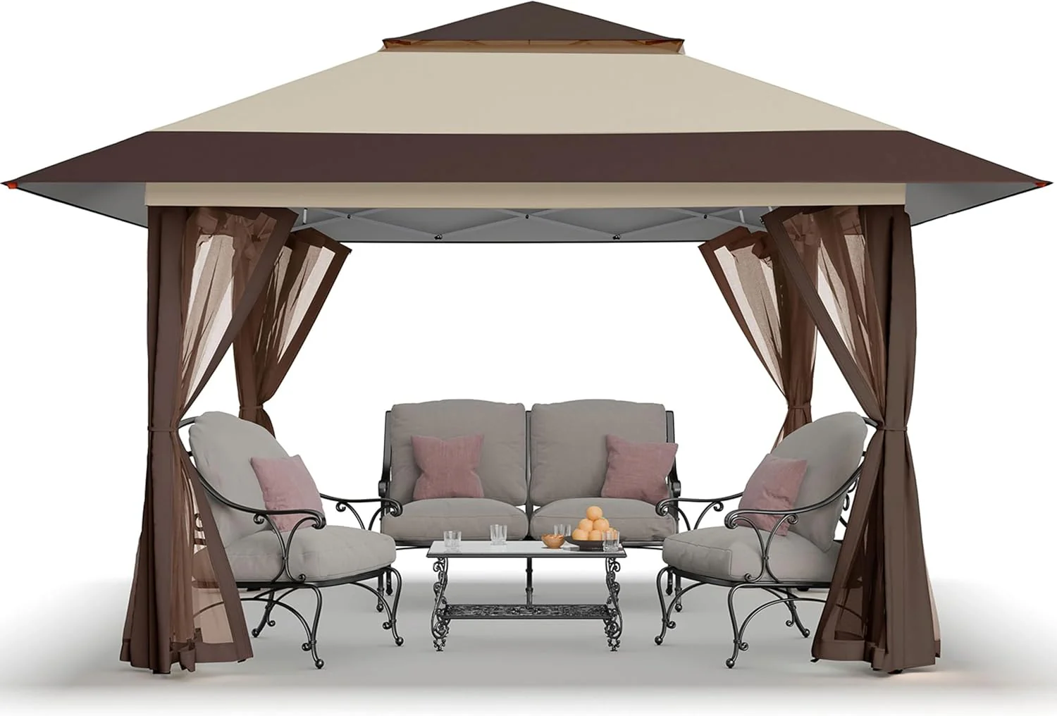 13x13 Pop Up Gazebo Canopy Tent with Wheeled Storage Bag Grey