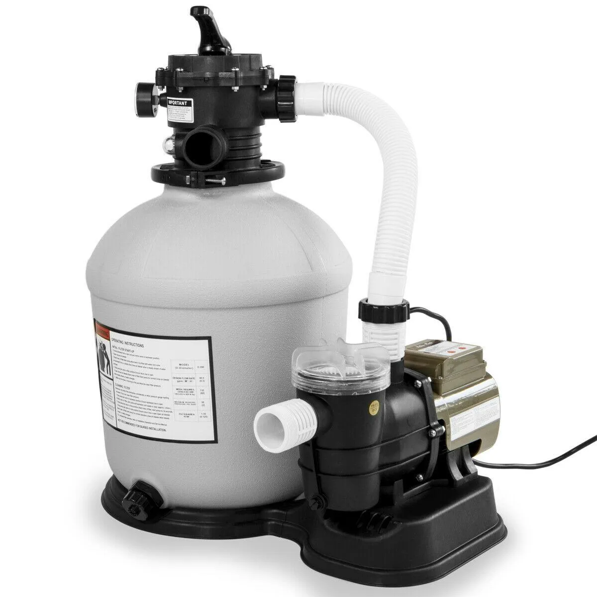 Swimming Pool 16&prime;&prime; inch Sand Filter with 3100 GPH 3/4 HP Pool Pump Timer Package