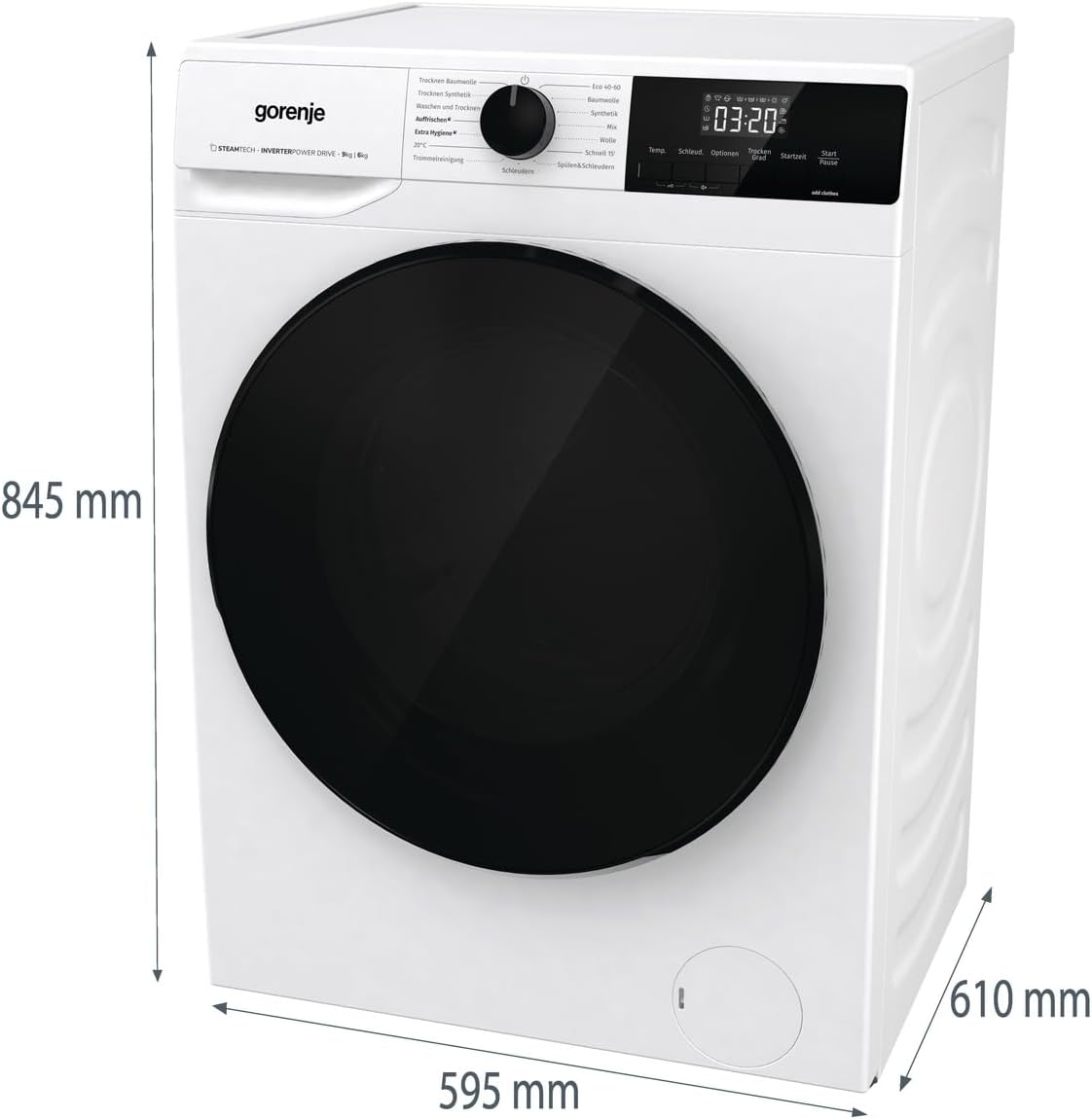 Gorenje WDAM 854 AP Waschtrockner mit Dampffunktion / 8 kg / 1400 U / 15 Programme/Aqua Stop/Inverter PowerDrive Motor/Kindersicherung/QuickDry/weiß