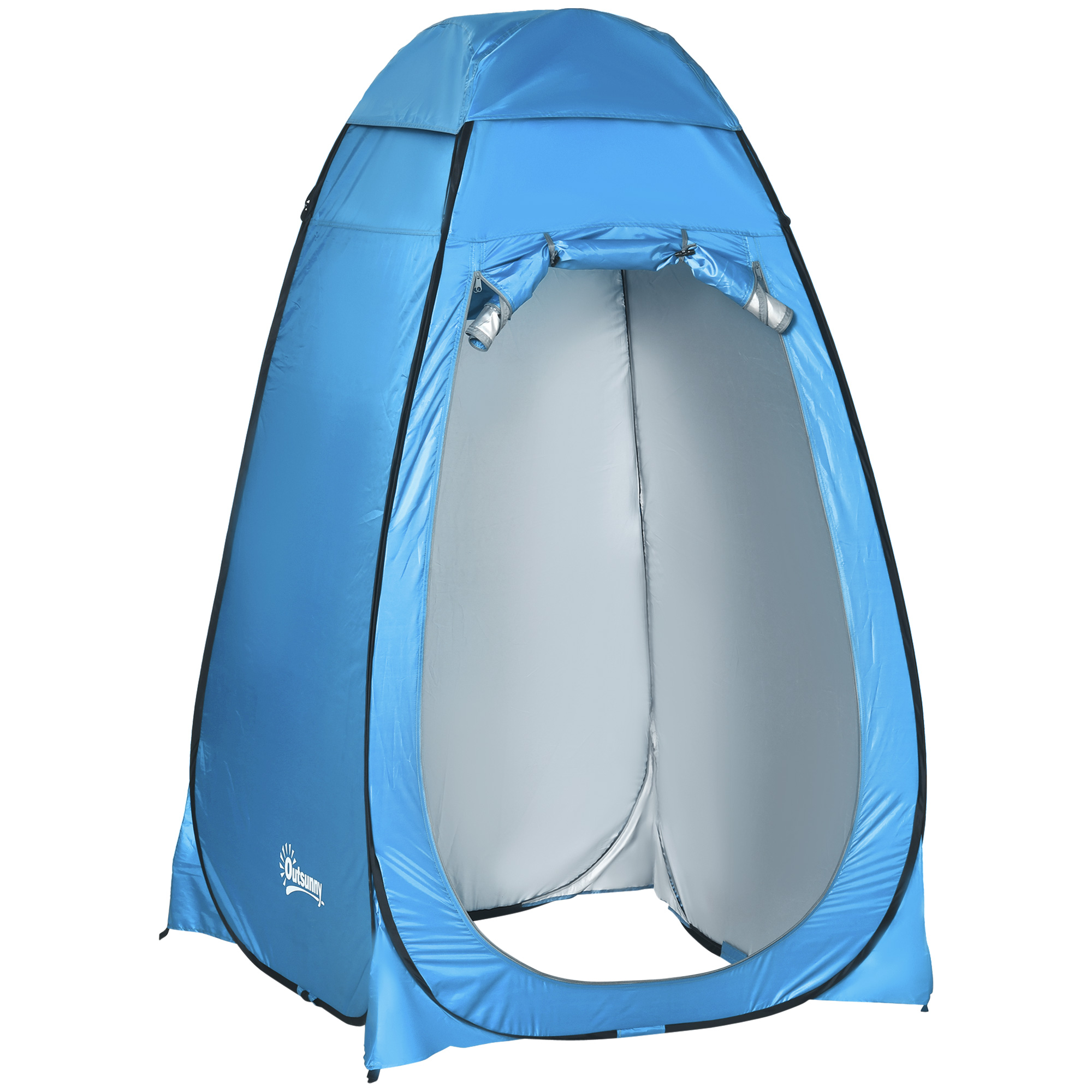 Outsunny Pop up Toilettenzelt Mobiles Camping Duschzelt Umkleidezelt mit Innentasche Duschkabine Umkleidekabine Wasserfest Polyester Himmelblau 120 x 120 x 190 cm