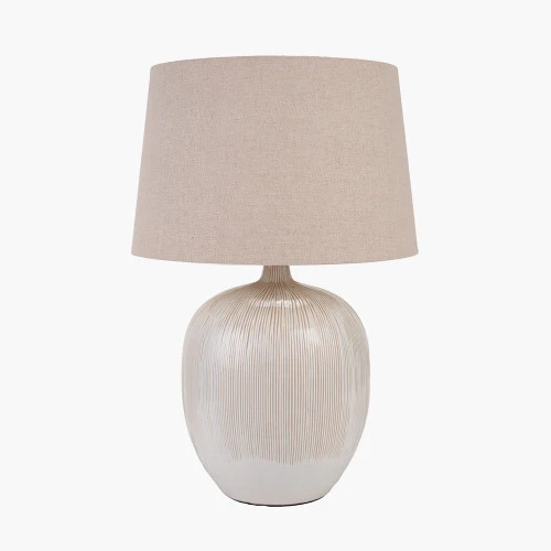 Cream to Natural Ombre Ceramic Table Lamp with Tapered Shade �C Scandi-Style Lighting