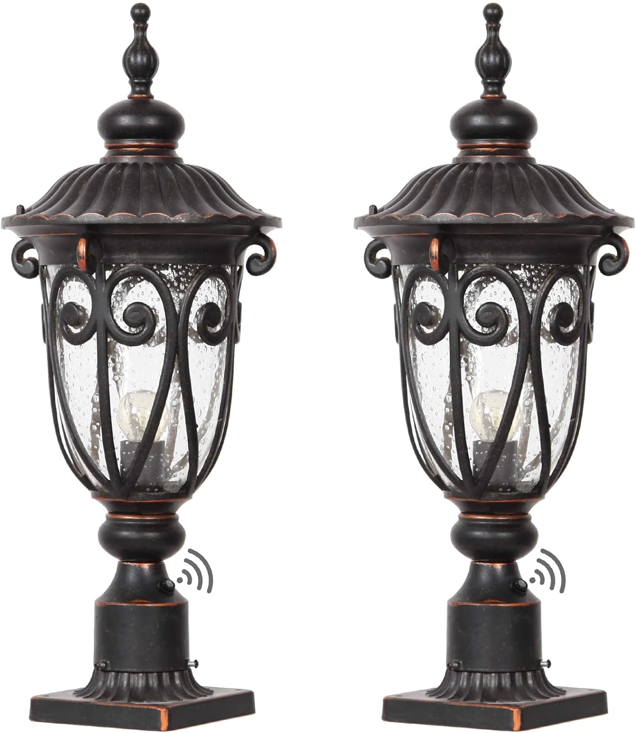 23&prime;&prime; Large Outdoor Wall Light for Porch, 2 Pack Aluminium Exterior Wall Mount Lantern for House, Vintage Bronze Outside Wall Sconce with Clear Seeded Glass Shade for Garage