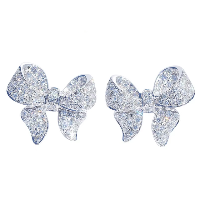 Stylish Bowknot Austrian Crystal CZ Earrings