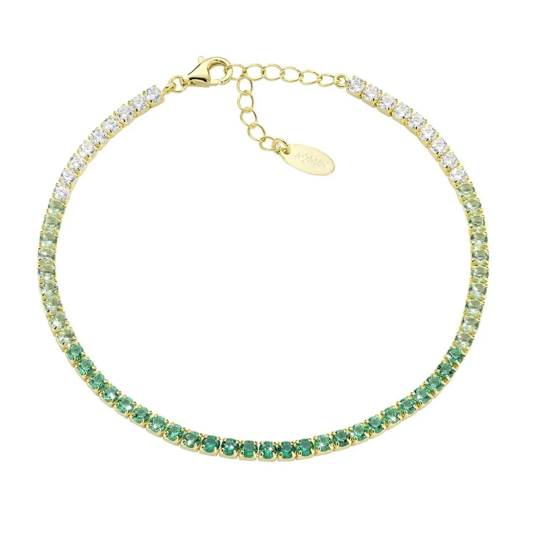Bracciale Amen tennis dorato bianco e verde in sfumatura degrad�� BT25DEGVE17