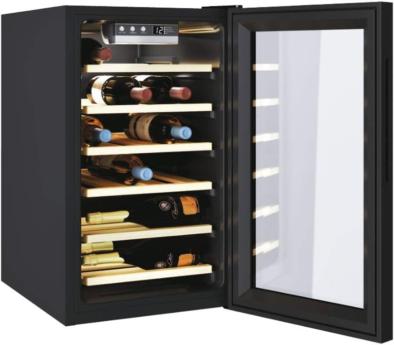 Candy DiVino CWCEL 210/N Cantinetta Vino, 21 Bottiglie, Antivibrazioni, App hOn, Display Digital, Luci LED, Vetro Anti-UV, Classe G, 40x55x70 cm, Nero