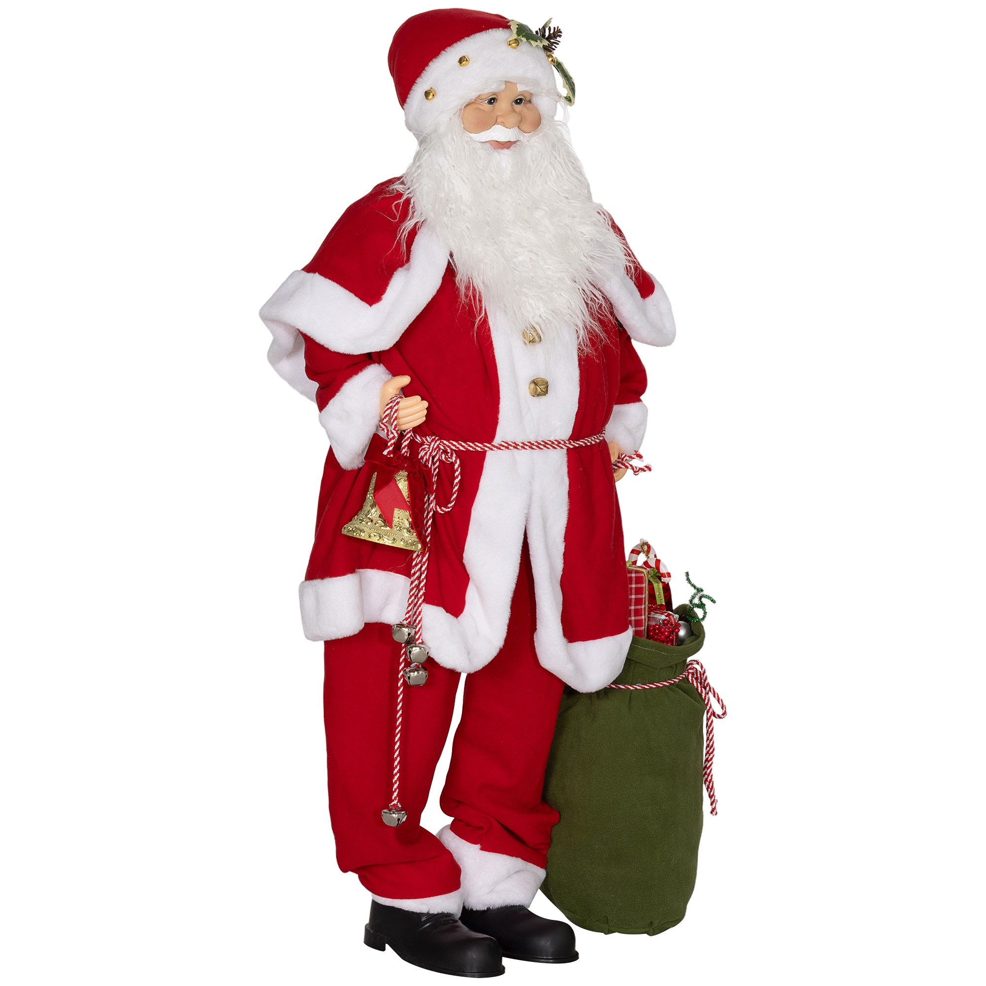 Kerstmanfiguur, beweeglijk, met geluidssensor, lachen & muziek, 140 cm, Rood
