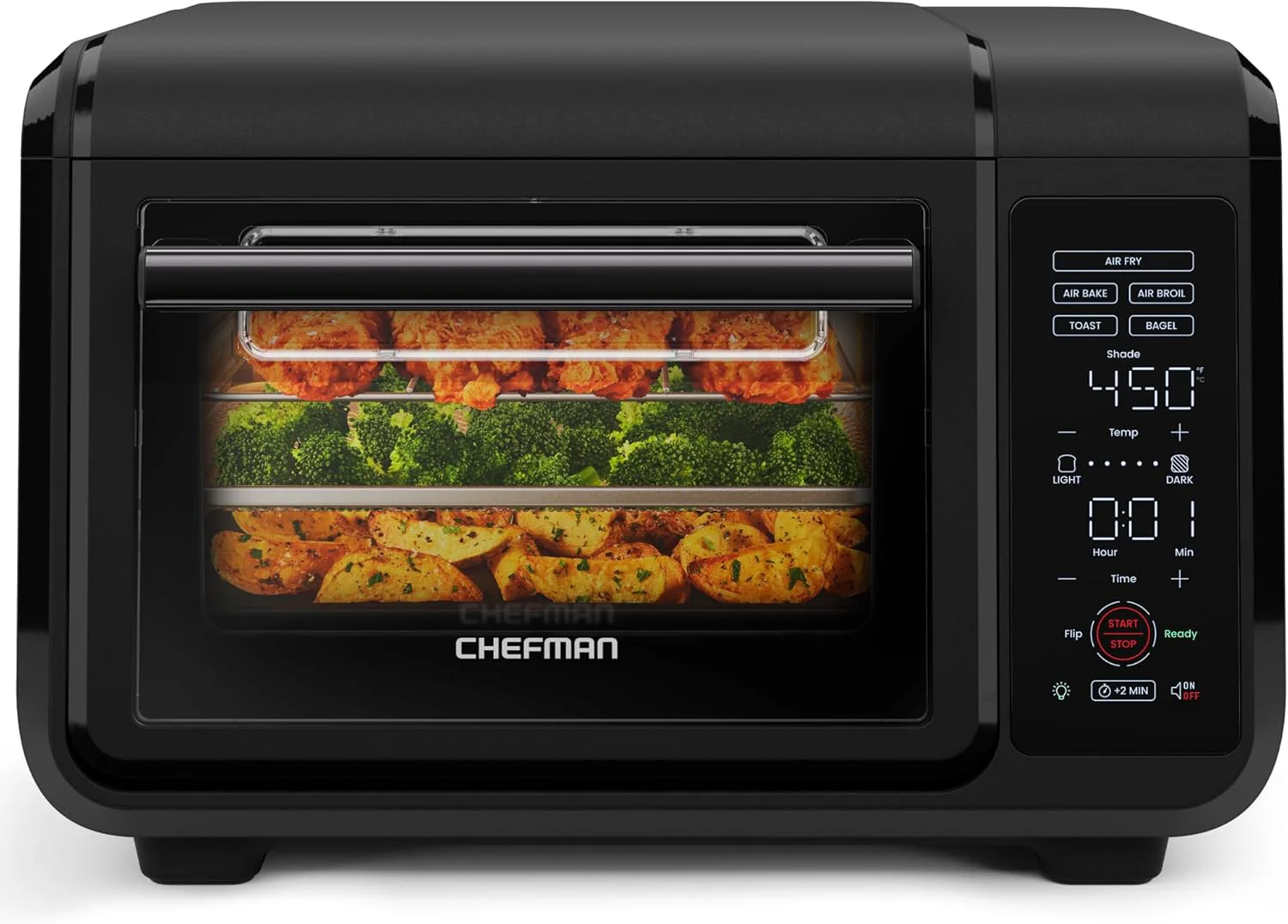 Chefman Air Fryer Toaster Oven Combo, 15 Qt. Countertop Oven for Quick & Healthy Meals, Bake, Broil, Air Fry, Toast, and Bagel Functions, 450°F Max Temp, 4 Slice Toaster Oven Air Fryer Combo – White