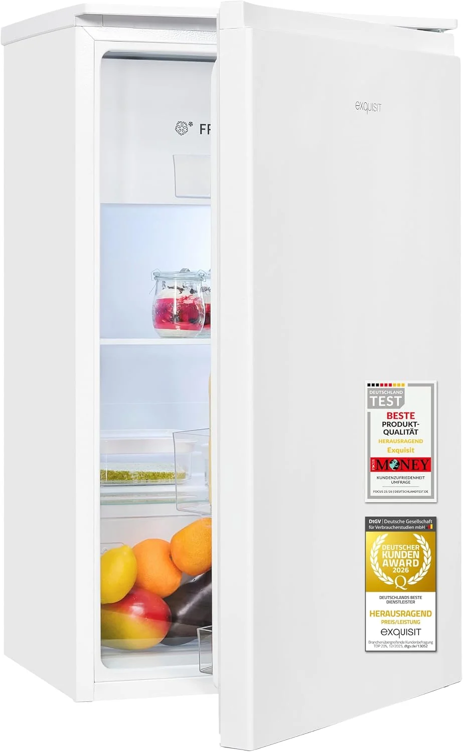 Exquisit KS5117-3-010E Kühlschrank mit 3-Sterne-Gefrierfach, 82 l, Weiß