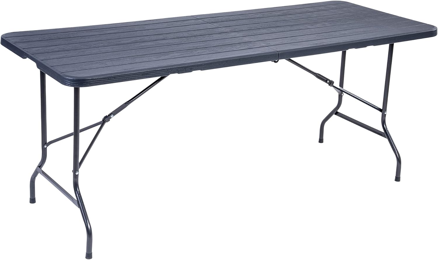 Rectangular Table Set with 6 Folding Chairs with Resin Top and Space-Saving Steel Structure, for Outdoor, Indoor, Garden, Terrace and Camping