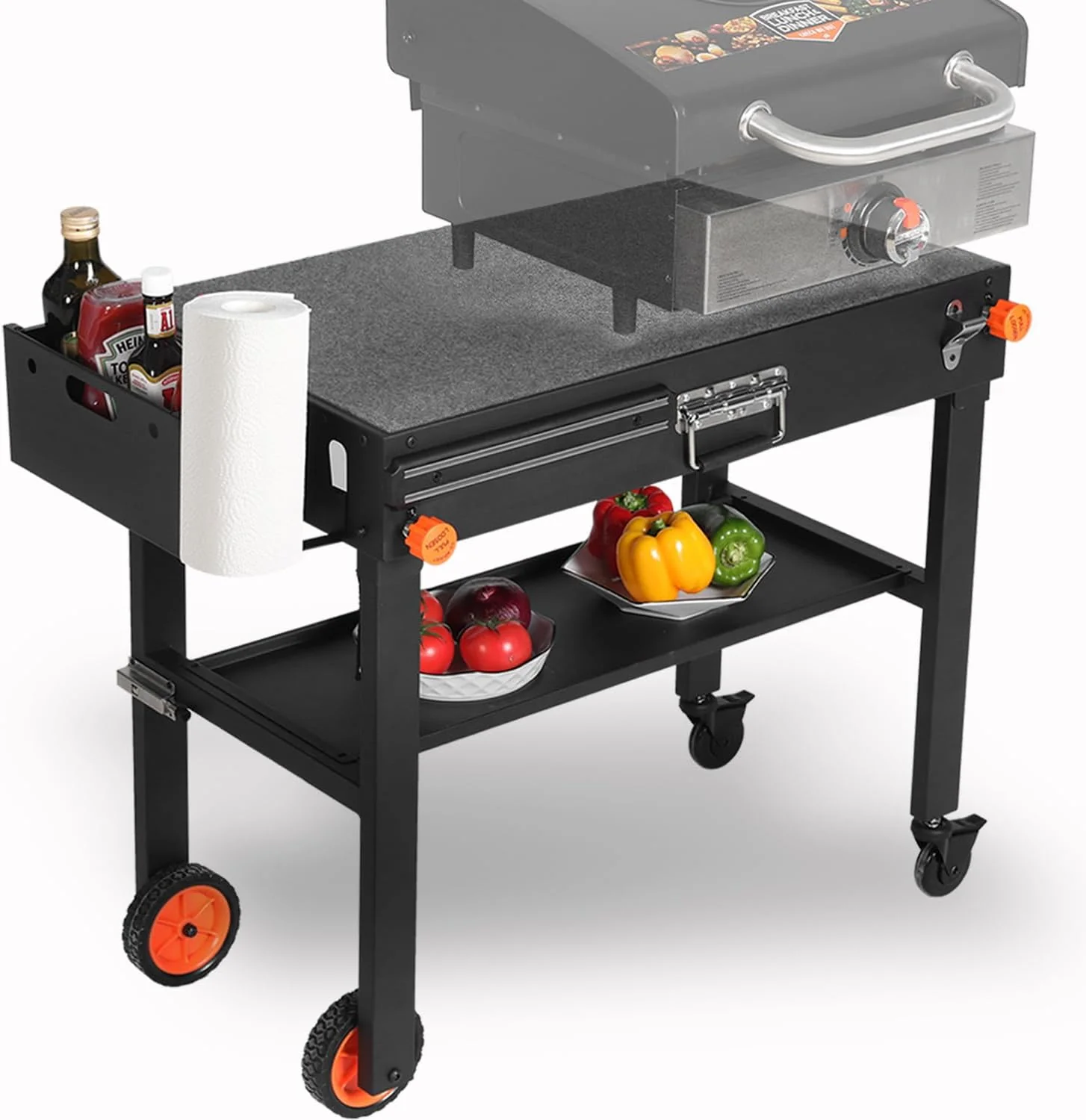 Griller Mate Portable Grill Table Stand &ndash; Heavy Duty, Foldable Outdoor Dining Cart for Blackstone & Weber Grills