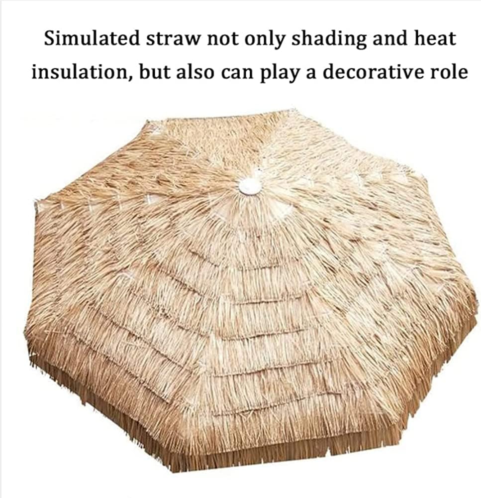 Garten Parasols Hawaii Stroh Parasole, Regenschirme für den Außenpool, faltende Stroh -Terrassen -Regenschirm, 2 m/7,4 Fuß runden Garten Parasol Café Housewares Windproof Portable Outdoor Parasols