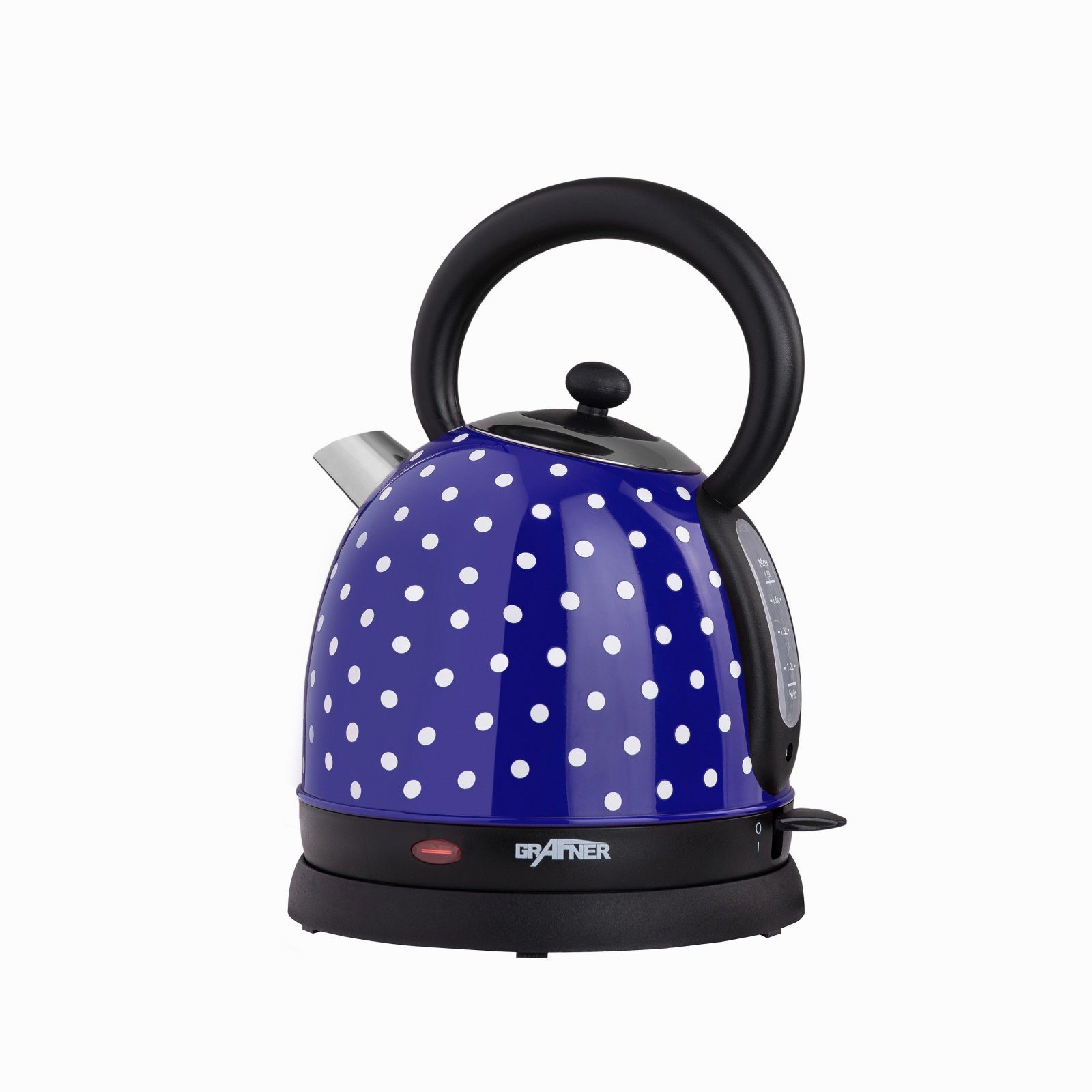Wasserkocher Grafner® Retro-Wasserkocher 1,8 Liter 2200 Watt Blau Pünktchen WK10862