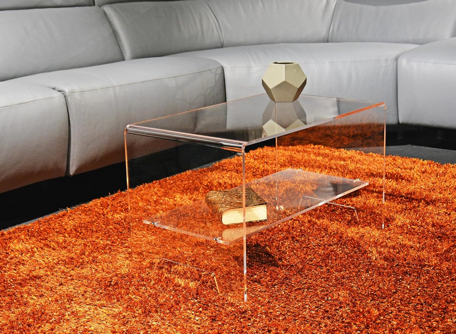Slato Mira Grande - Tavolino Basso da Salotto, Tavolino da soggiorno, Tavolino da caffè, Tavolino Design Moderno in cristallo acrilico made in Italy Trasparente
