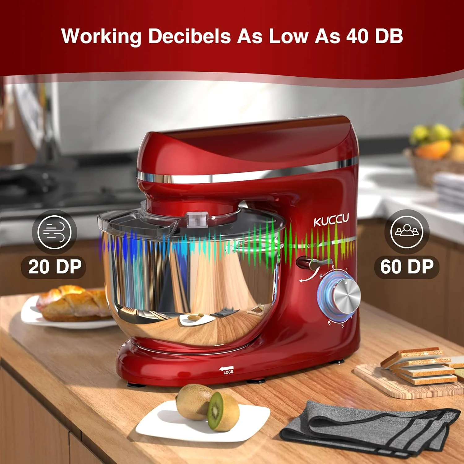 Stand Mixer 6.5 Qt 660W 6-Speed Tilt-Head Food Dough Mixer, Kitchen Electric Mixer with Stainless Steel Bowl,Dough Hook,Whisk, Beater, Egg white separator