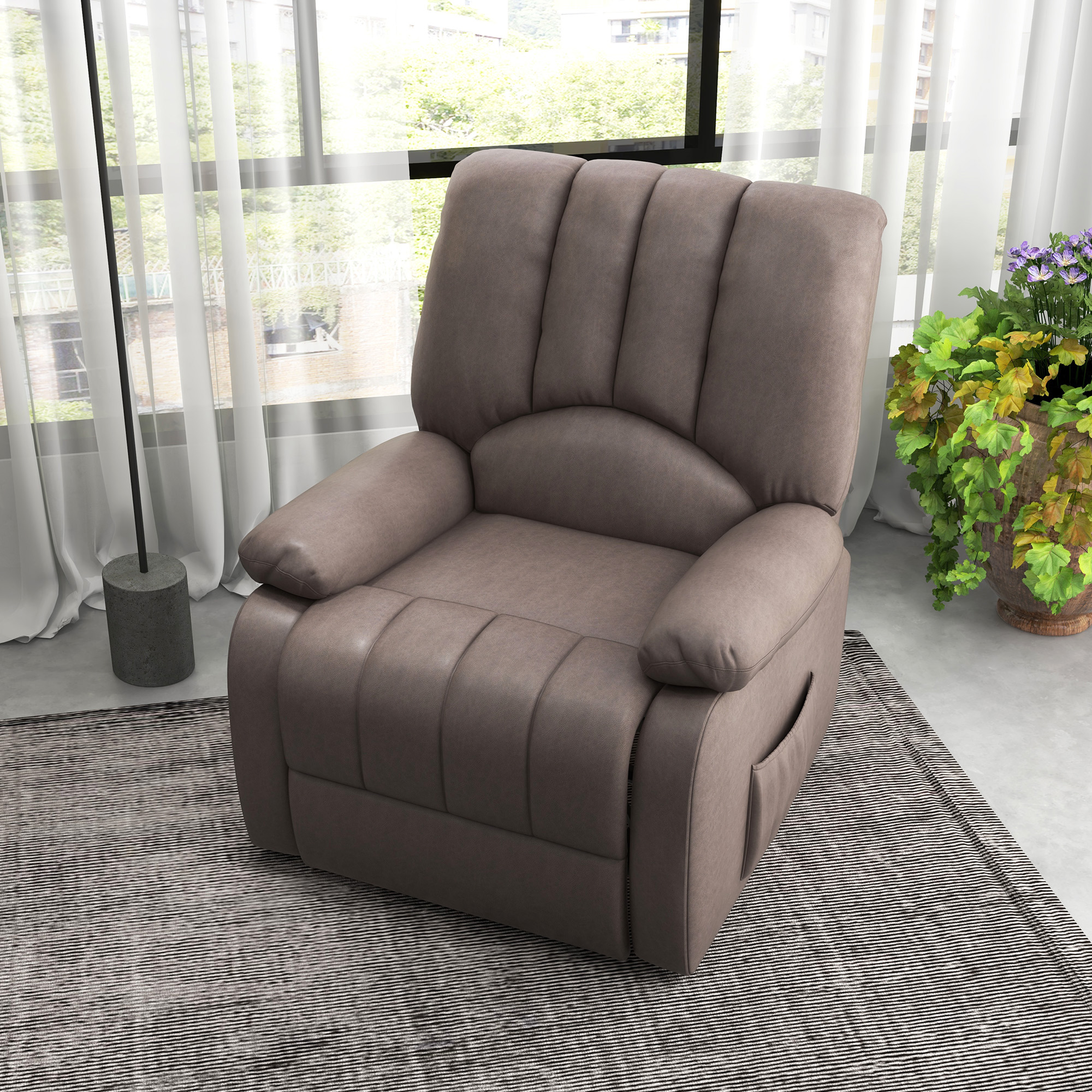 HOMCOM Elektrischer Relaxsessel mit verstellbarer Rückenlehne und Aufstehhilfe, Mikrofaser, 86 x 92 x 102 cm grau