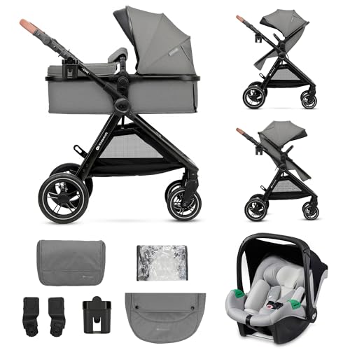 Kinderkraft ESME Trio passeggino neonati 3 in 1 fino 26 kg, con Ovetto I SIZE 40 75 cm, Carrozzina reversibile fronte mamma e strada, Pieghevole, Grigio : Amazon.it: Prima infanzia