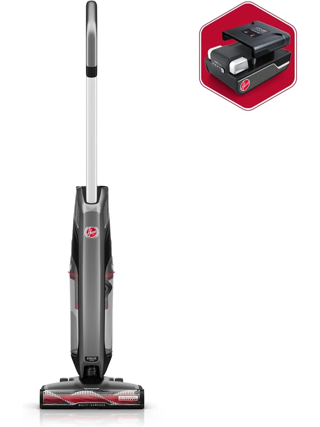 Hoover ONEPWR Evolve Pet Cordless Small Upright Vacuum Cleaner, Lightweight Stick Vac, For Carpet and Hard Floor, BH53422V, Black