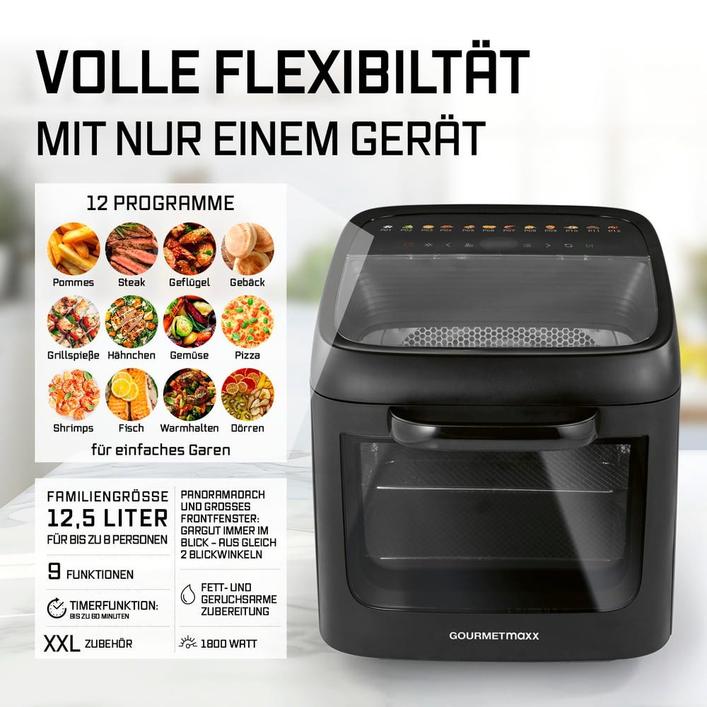 Heißluftfritteuse Heißluftofen mit Panoramadach & Frontfenster