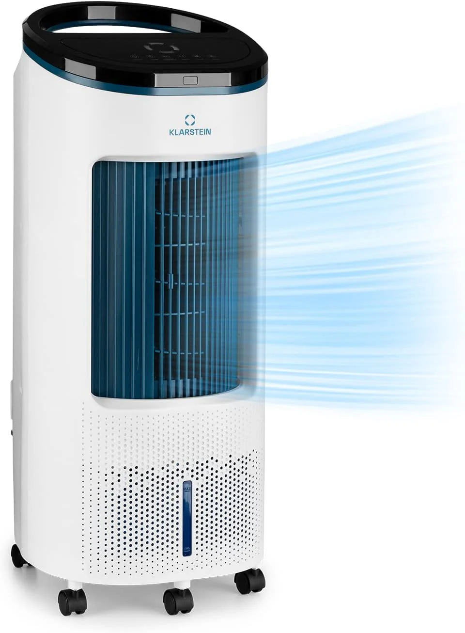 Klarstein Luftk��hler mit Wasserk��hlung, Leiser 4-in-1 Verdunstungsk��hler, Luftbefeuchter, Ventilator & Nachtmodus, Mobile Klimager?te Luftk��hler 7L, 65W Air Cooler, 330m3/h K��hlender Luftstrom