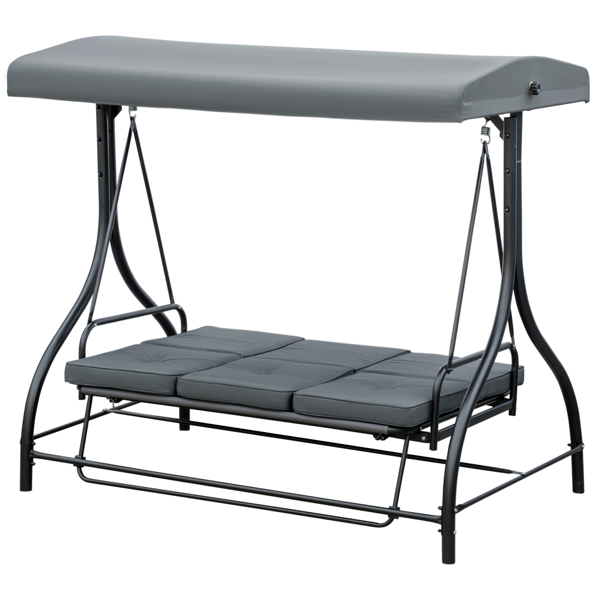 Outsunny Schaukelbank, Hollywoodschaukel mit Sonnenschutz, Gartenschaukel, Verandaschaukel, 3 Sitze, Schaukelbett