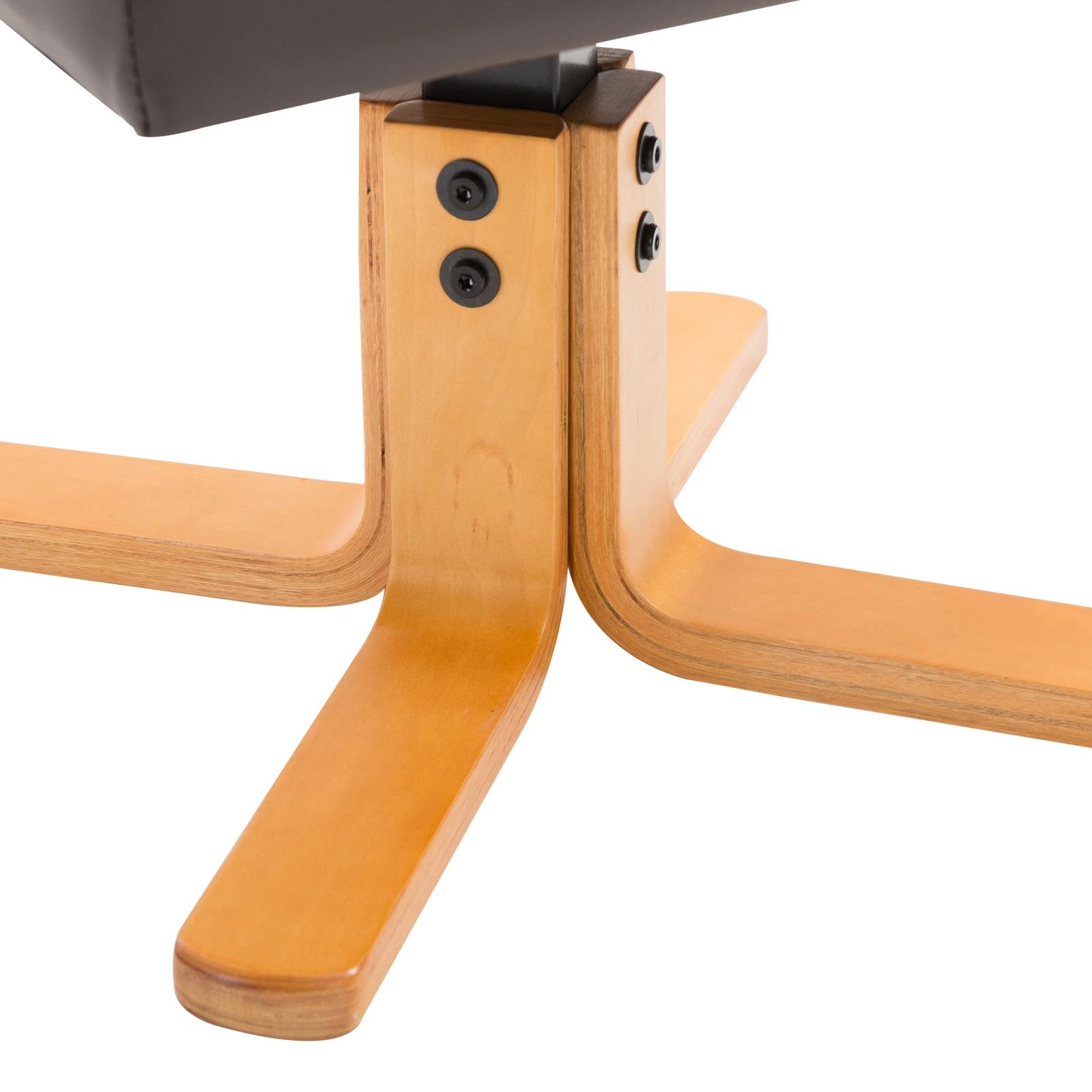 Relaxstoel met kruk tv-stoel 360�� draaibaar ligfunctie hout bruin