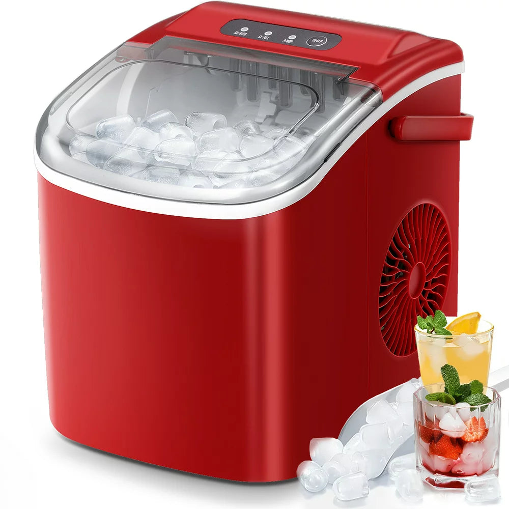 KISSAIR Portable Countertop Ice Maker, 26lbs/24H, Self Cleaning, 9 Cubes in 6 Mins, Compact & Quiet