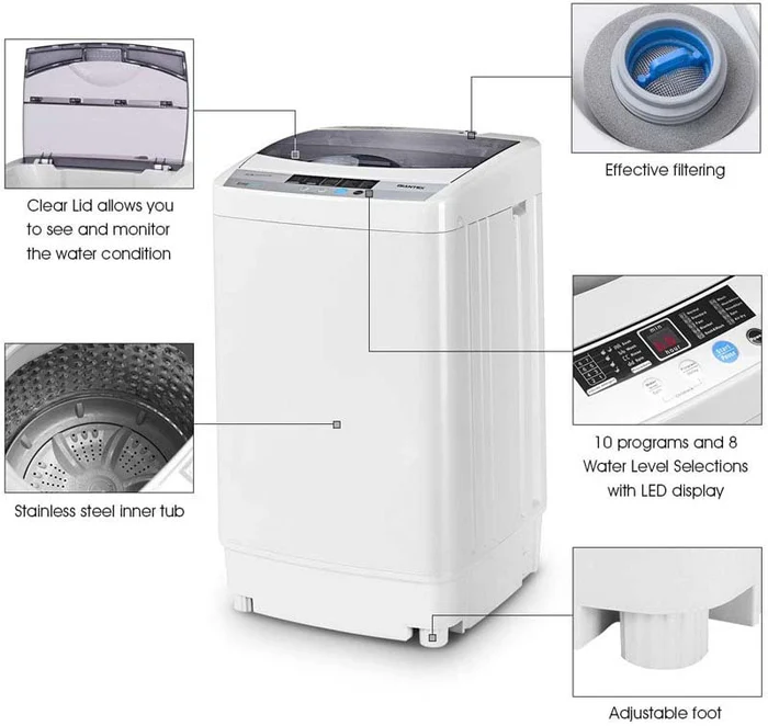 Eletriclife 8 Water Level Portable Compact Washing Machine