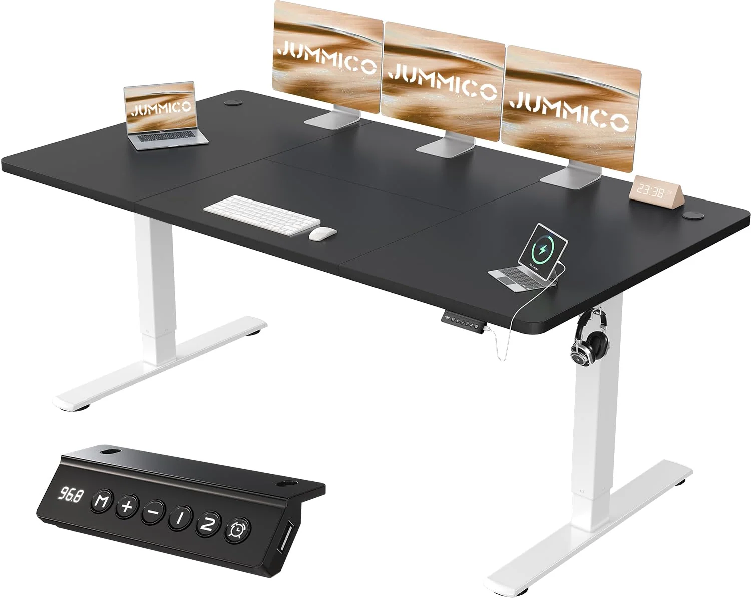 JUMMICO Elektrisch höhenverstellbarer Schreibtisch mit USB-Anschluss