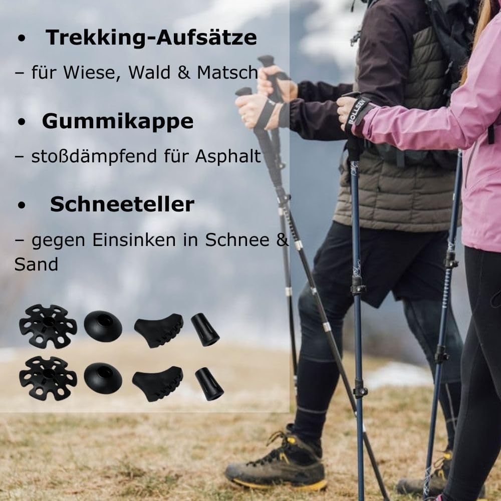 BOLLSEN Expedition Pro Wanderstöcke faltbar – Leichte Aluminium Trekkingstöcke, faltbar & höhenverstellbar – verstellbare Stöcke für Wandern, Trekking & Nordic Walking
