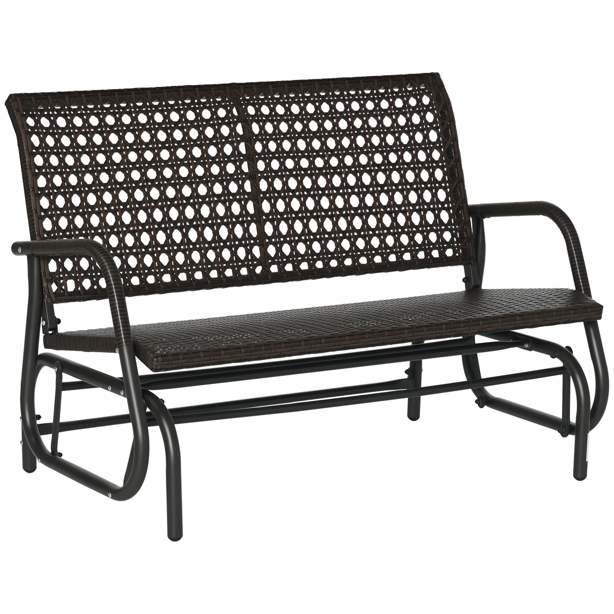 Outsunny Polyrattan Schaukelstuhl 2-Sitzer Gartenbank mit Rückenlehne Schaukelbank für 2 Personen Gartenschaukel Outdoor Bank Sitzbank für Garten Terrasse Park 70 x 120 x 84 cm Braun