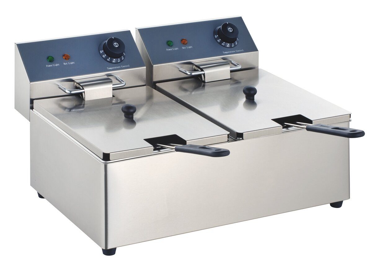 Fritteuse Elektro Doppel Fritteuse 2x6 Liter Edelstahl