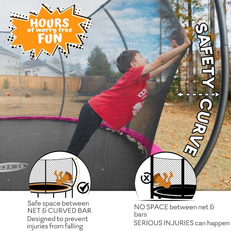 JUMPZYLLA Trampoline 8FT 10FT 12FT 14FT 15FT 16FT Trampoline with Enclosure - Recreational Trampolines with Ladder and AntiRust Coating, ASTM Approval Outdoor Trampoline for Kids