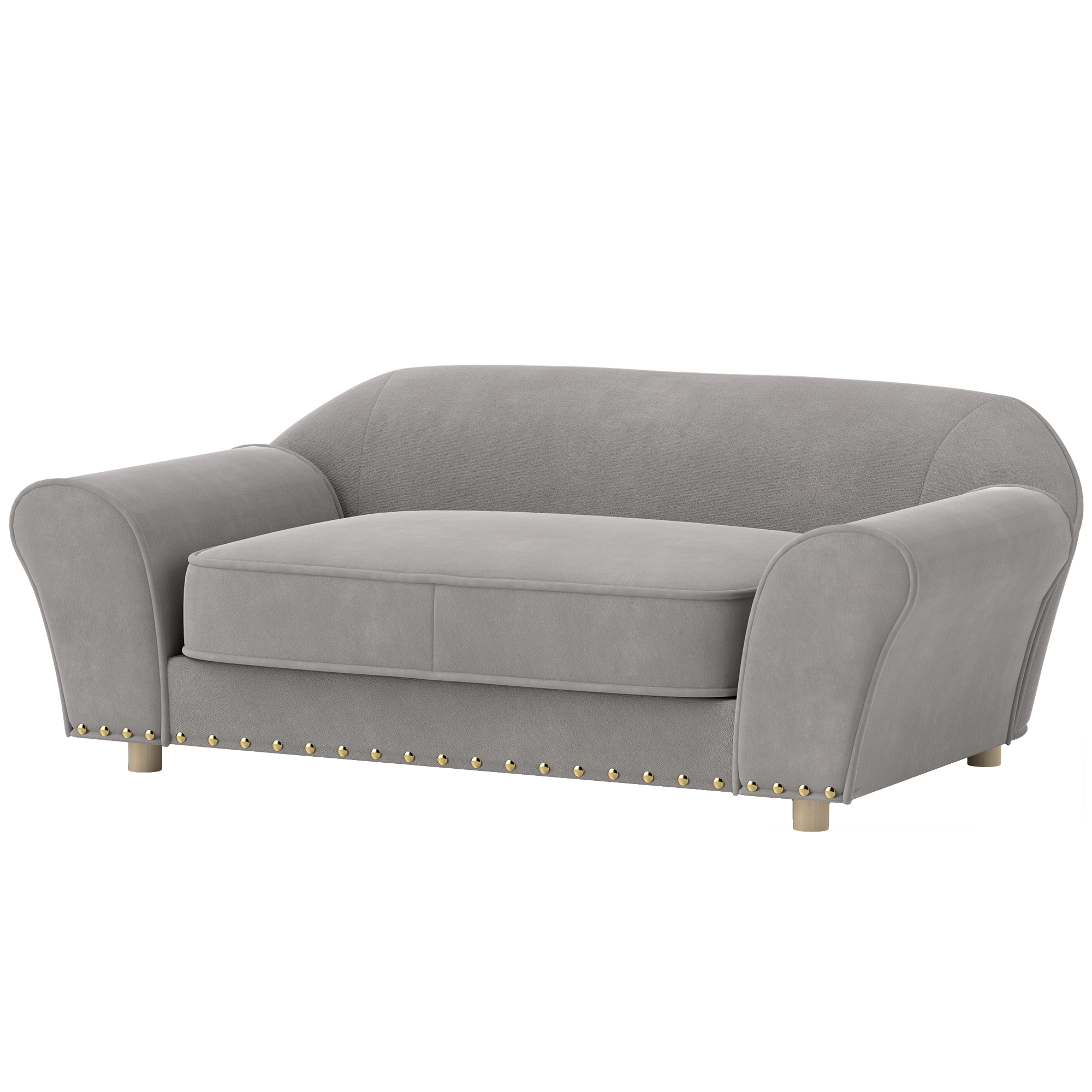 PawHut Hundesofa, Hundebett mit Nieten, dickes Kissen, abnehmbarer Bezug, rutschfeste Füße, 86,5x52,5x33 cm, Grau