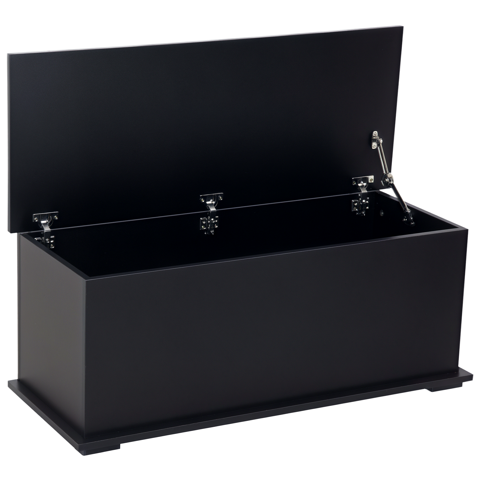 HOMCOM Truhe Aufbewahrungsbox Sitztruhe mit Stauraum Sicherheitsscharniere Holzkiste mit klappbarem Deckel für Wohnzimmer, Schlafzimmer, Spanplatte Schwarz 100 x 40 x 40cm